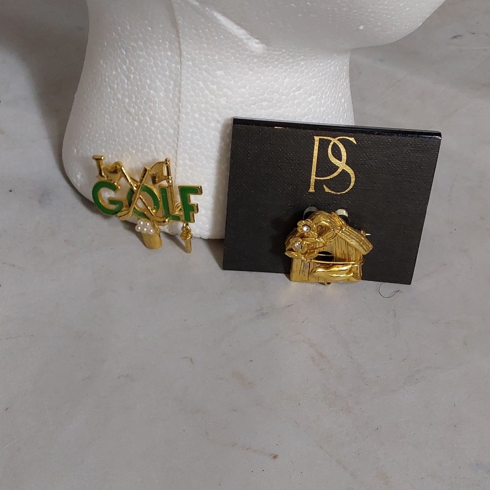I LOVE GOLF PIN BROOCH & BIRD CAGE BIRD - Picture 3 of 4